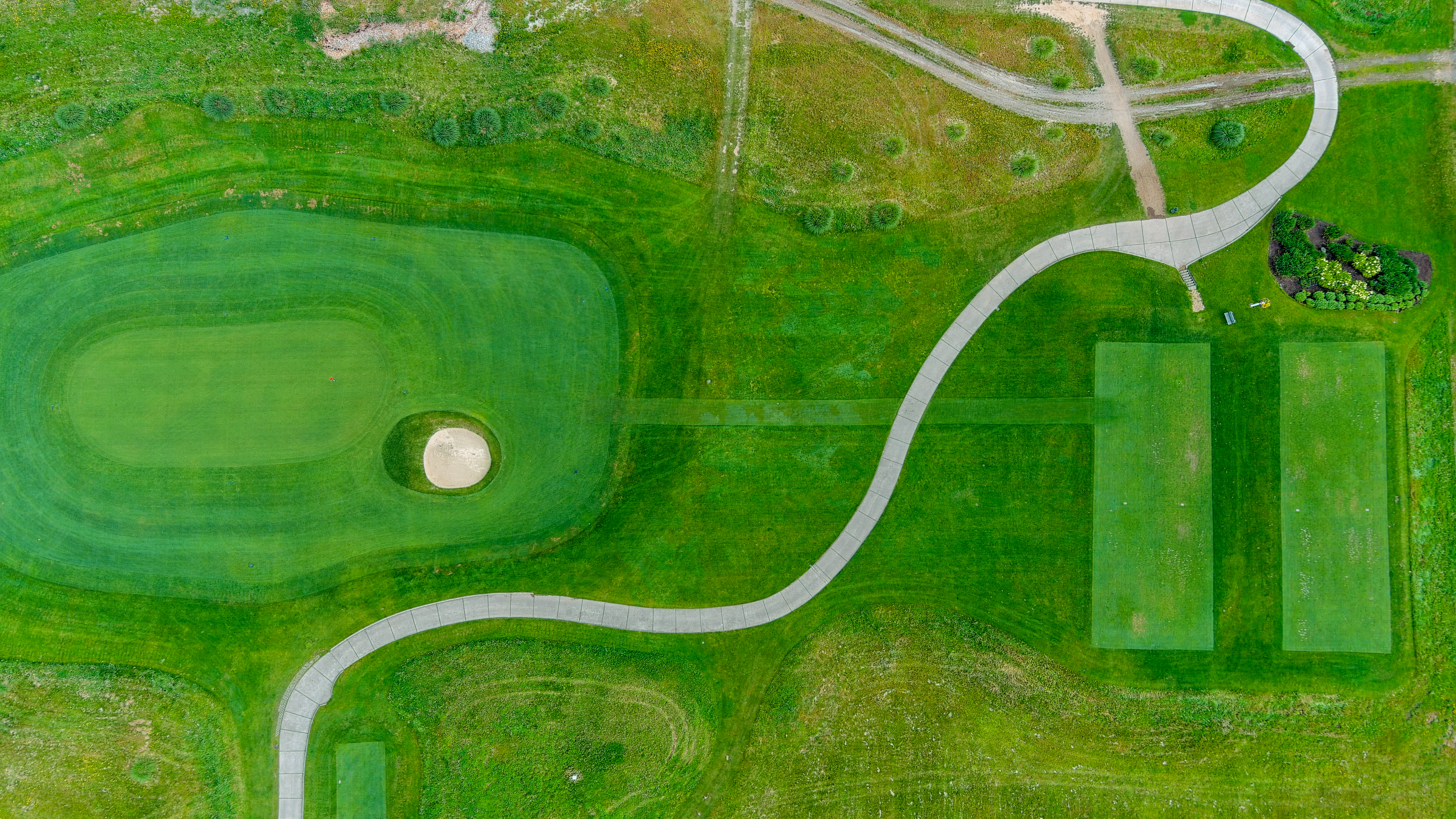 Golf course drone aerial view
